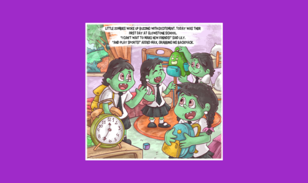 child-friendly zombie stories, children's stories, interactive story telling for kids, little zombie book series, book series, young zombie characters